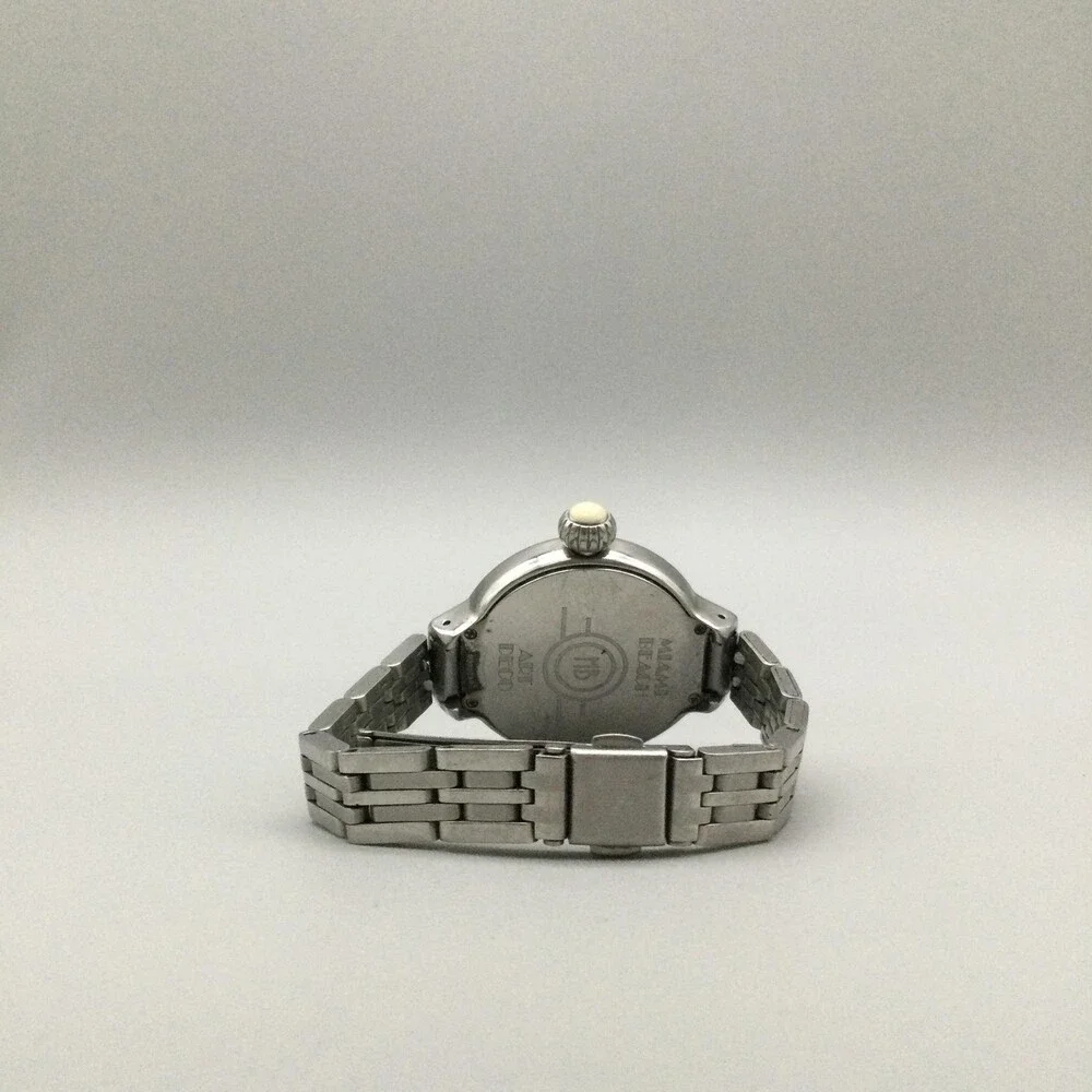 Miami Beach Womens Watch 35mm Silver Tone Stainless Glam Rock New Battery 6.5